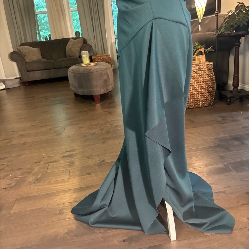 Xscape Green Ruched Strapless Sundress - Picture 5 of 8